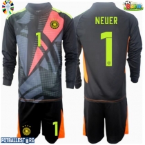 Tyskland Manuel Neuer #1 Keeper Hjemmedraktsett Barn EM 2024 Langermet (+ Korte bukser)